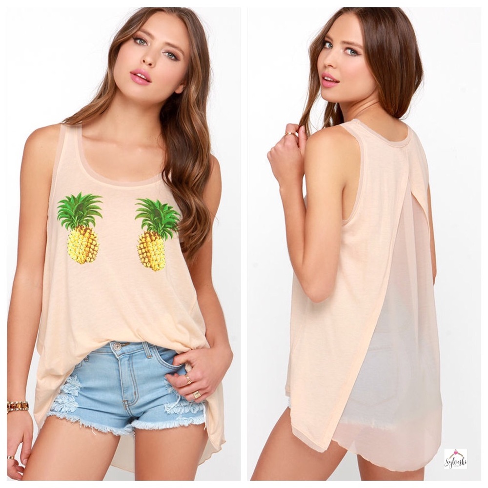🆕 OTHERS FOLLOW GOT PINEAPPLES PEACH TANK TOP - Picture 4 of 7